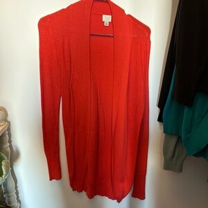 Women's Red Open Front Sweater